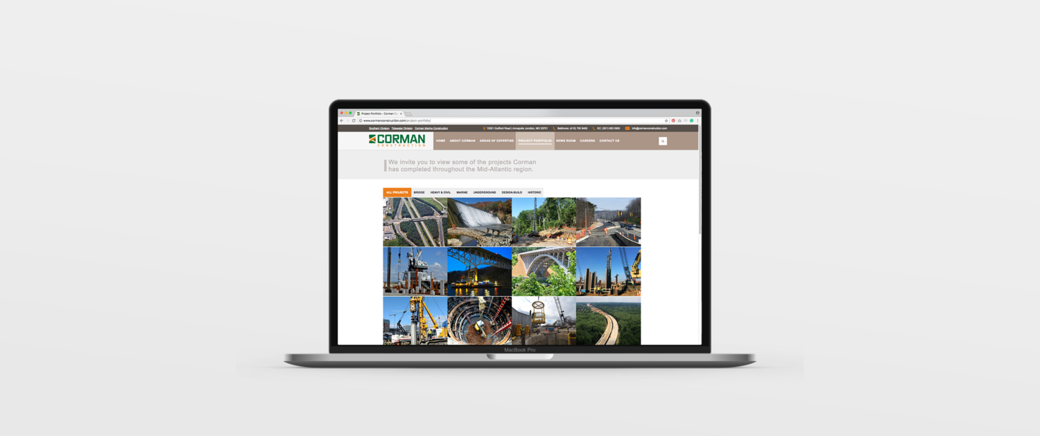 Corman Construction - Web Design | Portfolio | Pomerantz Marketing
