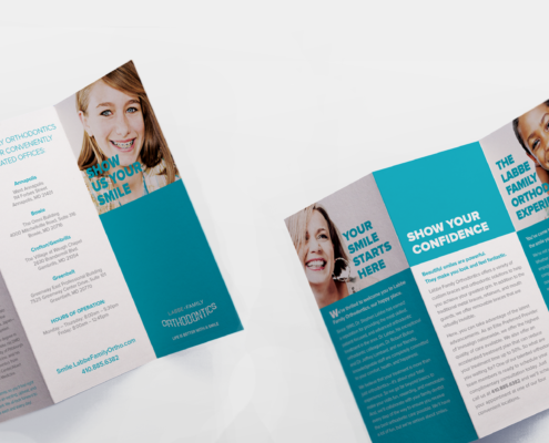 Graphic design, sales and marketing tools for one of the top orthodontic practices in Maryland – orthodontics marketing by Pomerantz Marketing