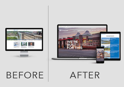 Leading AEC company's website before and after Pomerantz revamp