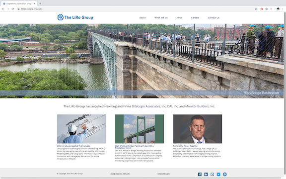 The LiRo Group's website before Pomerantz's revamp